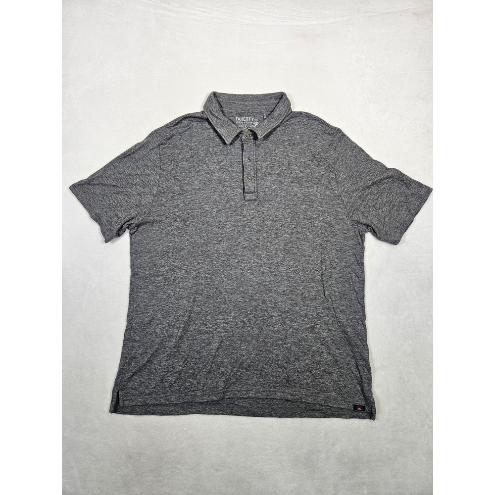 Faherty Cloud Cotton Polo Mens XXL Heather Grey Short Sleeve Casual Shirt